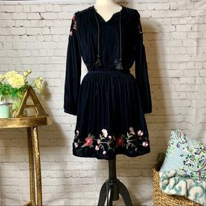 a.n.a | Dresses | Sz M | Embroidered Floral Velvet